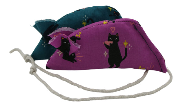 Black Cats Pack of 2 Catnip Mice - Purple and Dark Teal