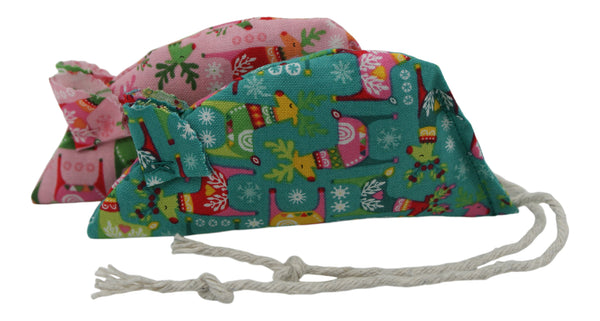 Rudolf Pack of 2 Catnip Mice - Pink and Teal