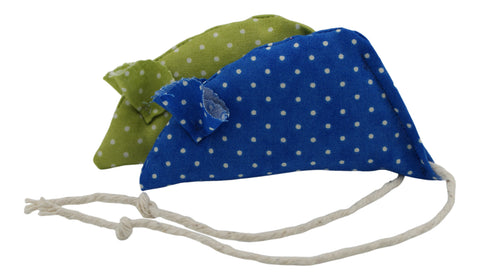 Spotty Pack of 2 Catnip Mice - Blue and Green