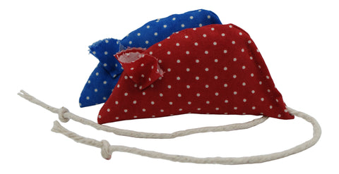 Spotty Pack of 2 Catnip Mice - Red and Blue