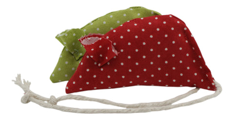 Spotty Pack of 2 Catnip Mice - Red and Green