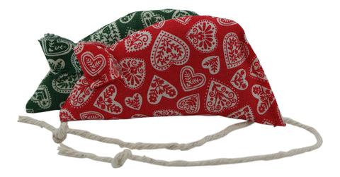 Scandi Hearts Pack of 2 Catnip Mice, Red and Green