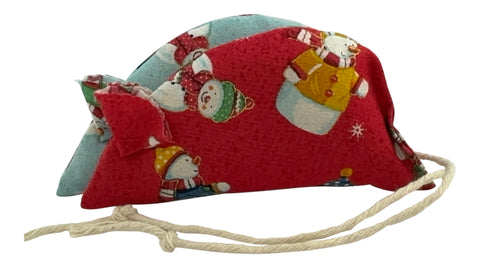 Snowman Pack of 2 Catnip Mice - Red and Blue